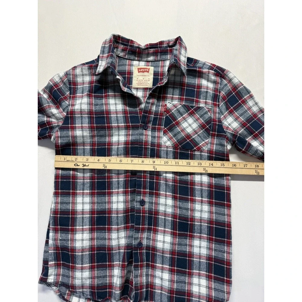 Levi's Flannel Shirt Boys‎ Medium (10-12) Multicolor Plaid Button Up Streetwear